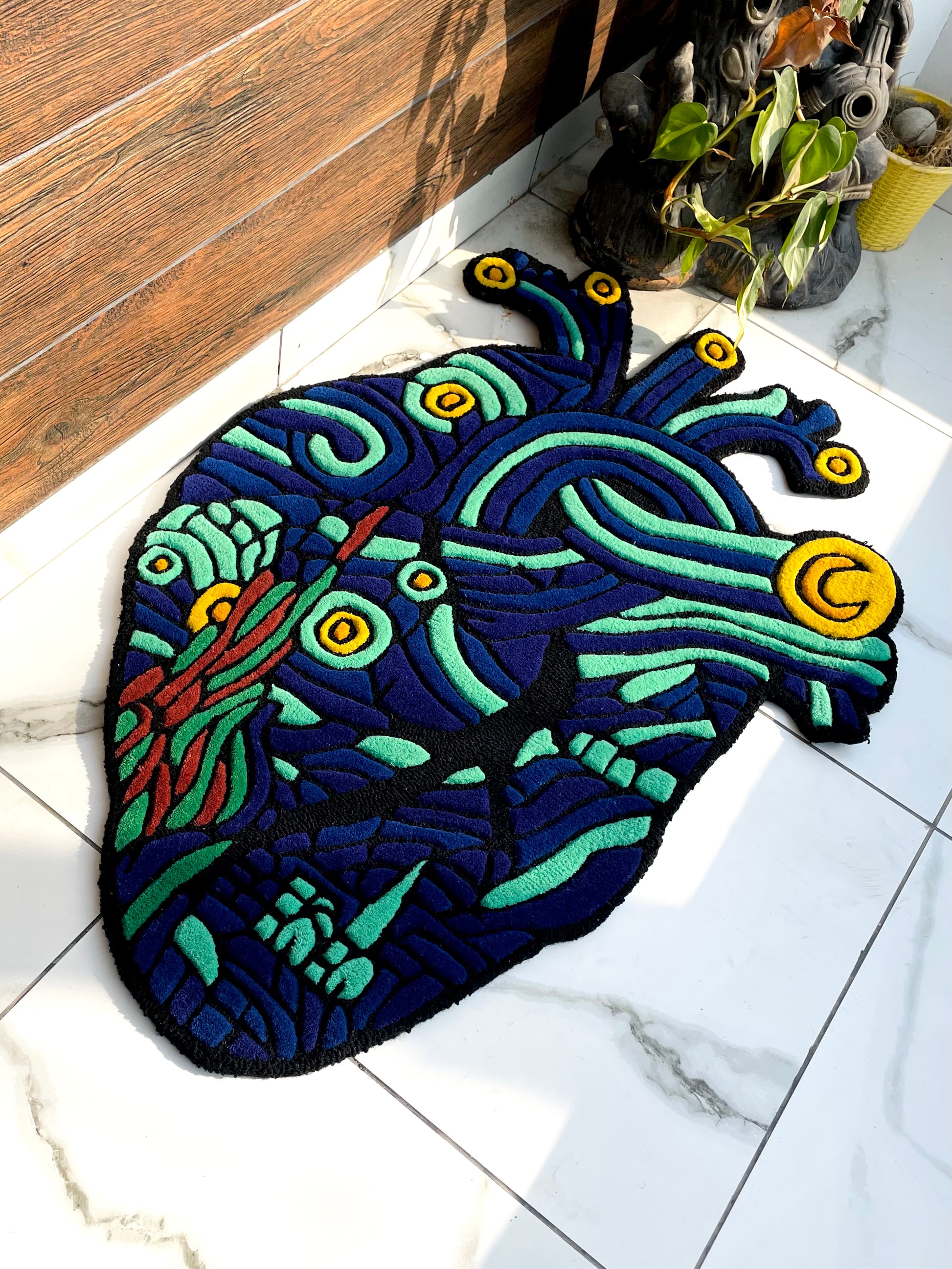 Van Gogh Starry Nights Heart Hand-Tufted Rug
