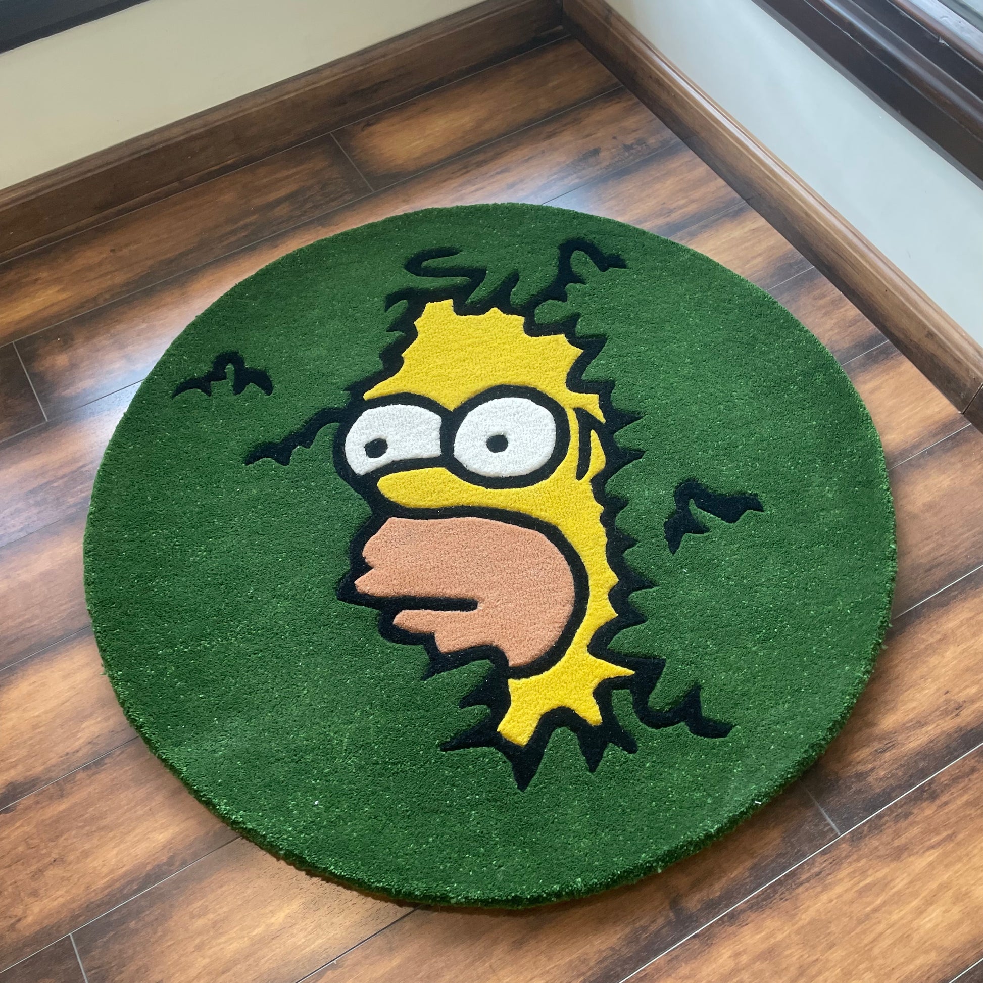 Homer Simpson Back Into Bushes Hand-Tufted Rug side view