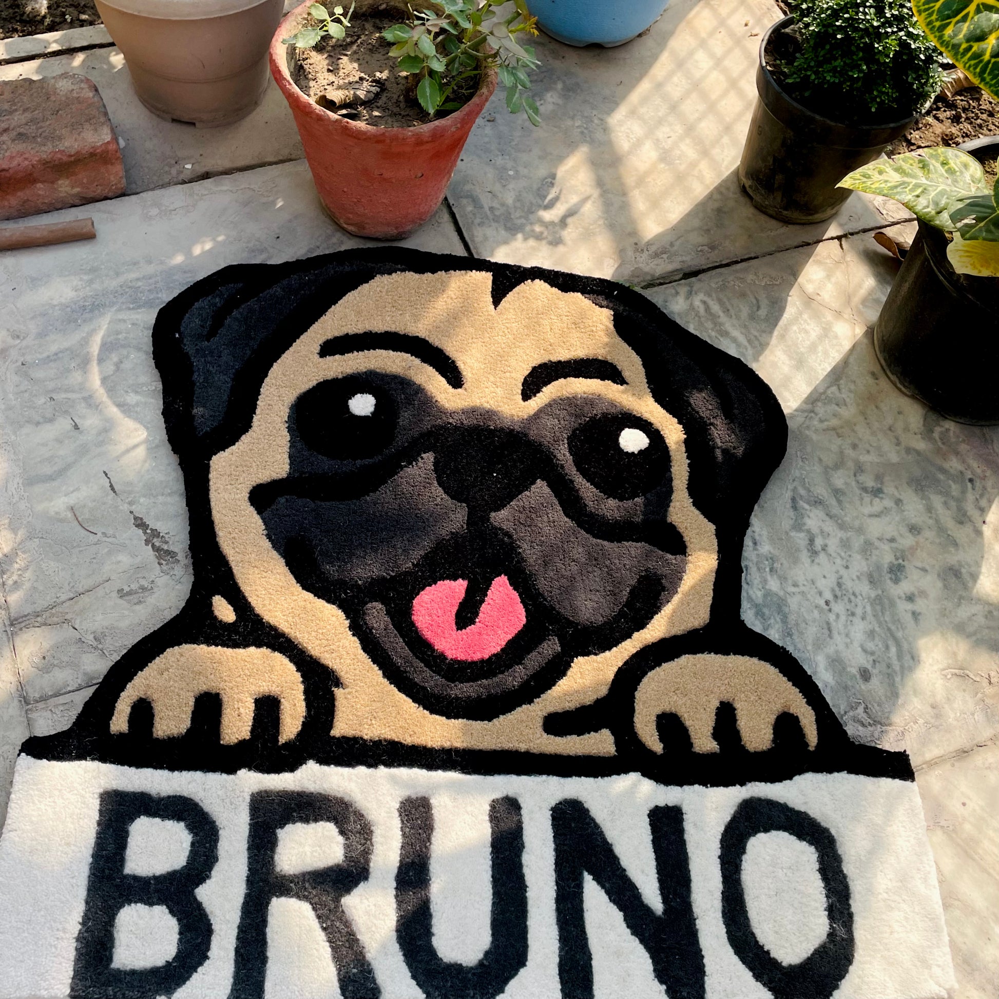 Bruno The Pug Hand Tufted Rug Customisable Carpet Diem