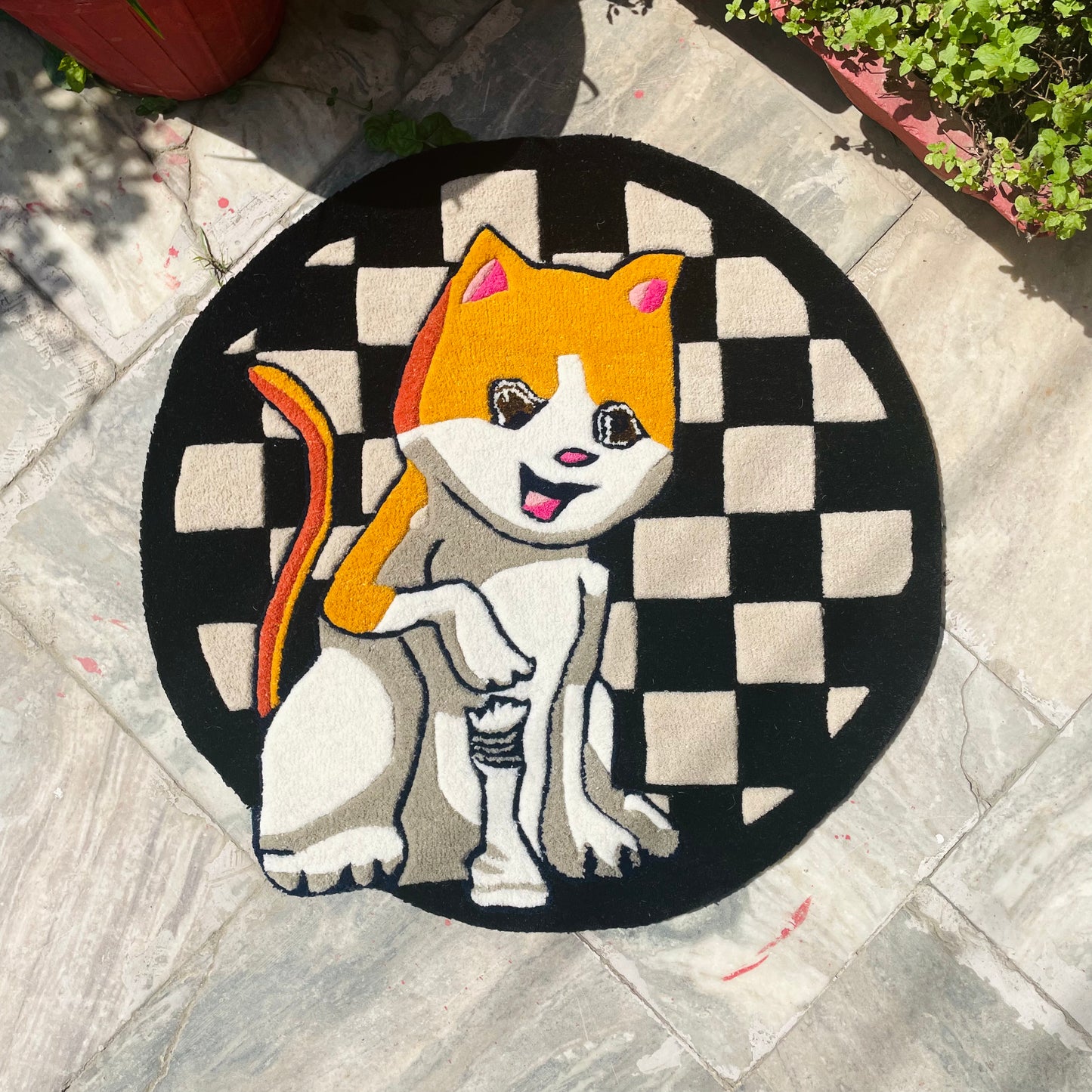 Cat Playing Chess Rug