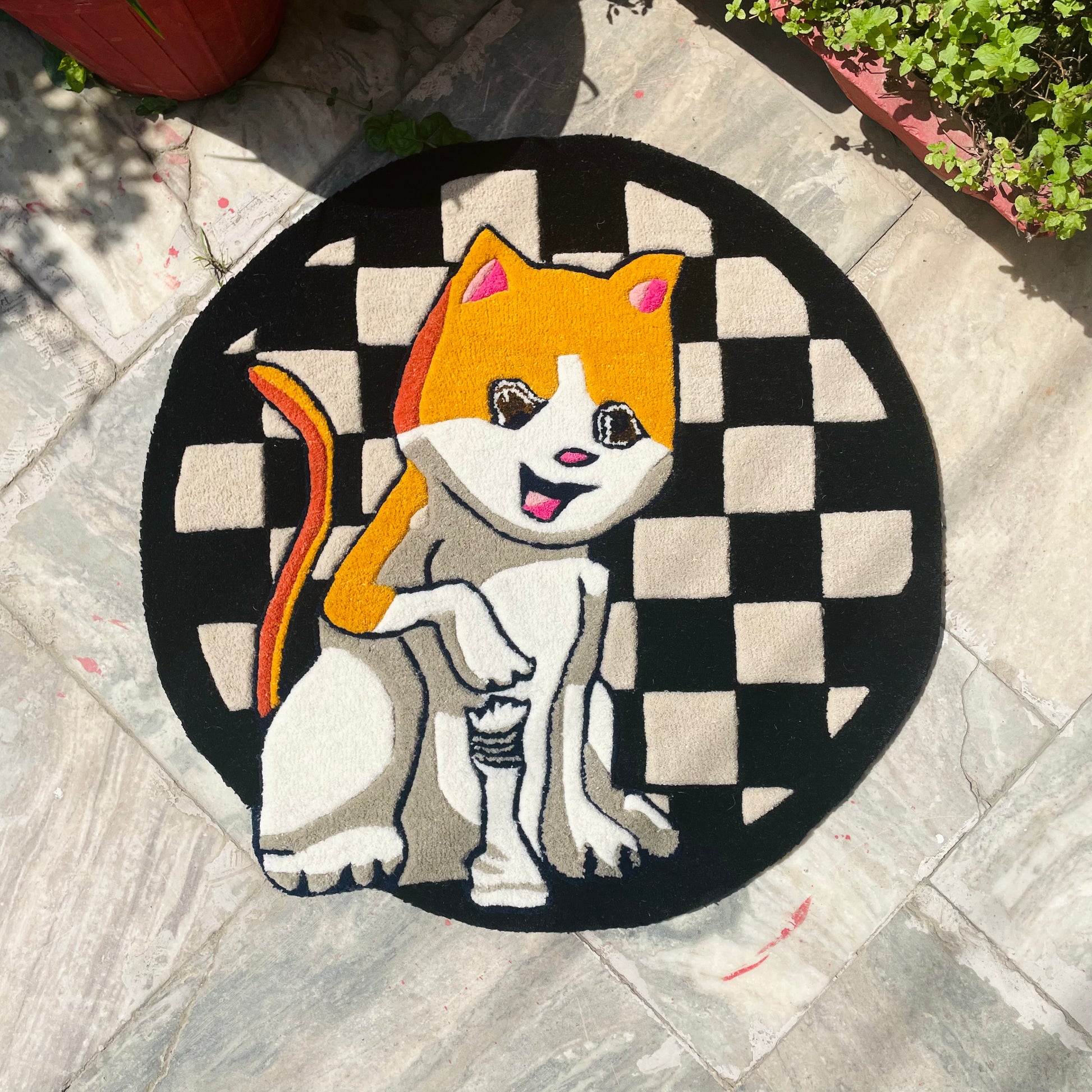 Cat Playing Chess Rug