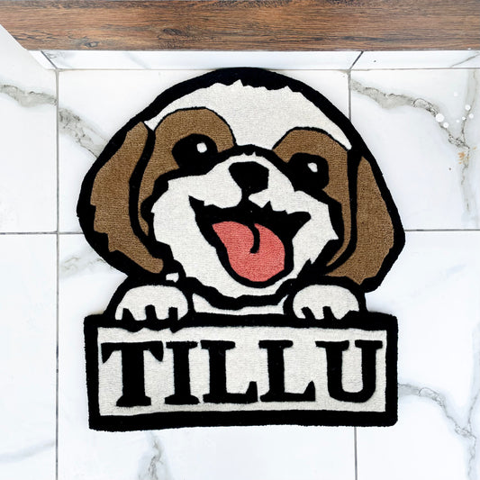Shih Tzu Peeking Hand-Tufted Rug 
