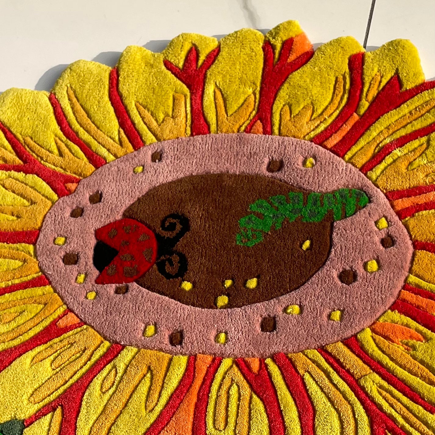 Sunflower with Ladybug and Caterpillar Hand-Tufted Rug β Carpet Diem