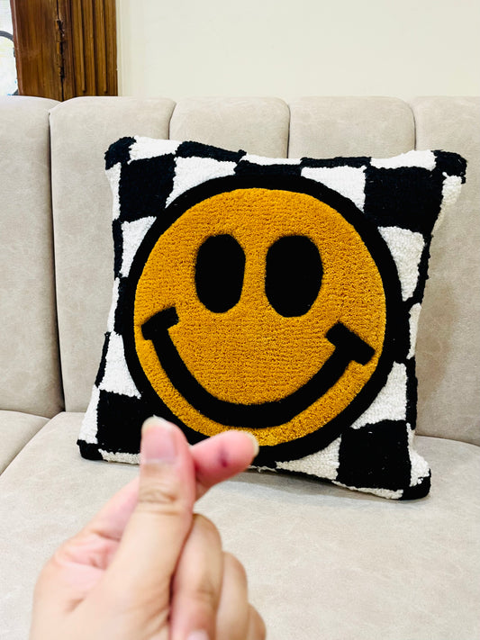 Smiley Tufted Cushion Cover
