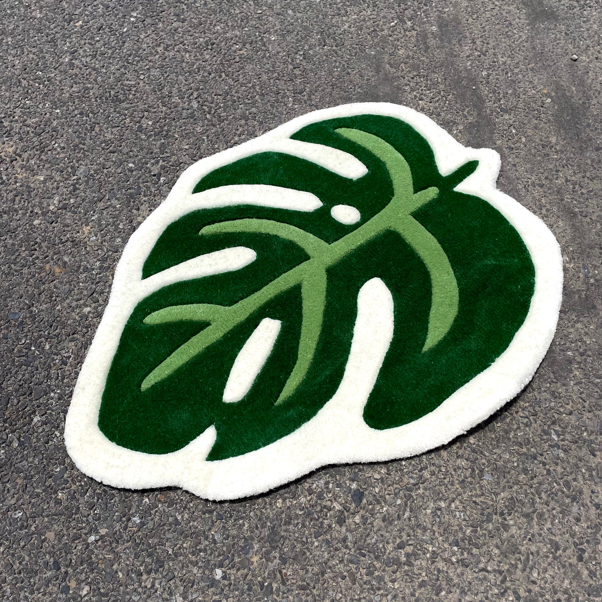 Monstera Leaf Hand-Tufted Rug (Green/Pink) – Carpet Diem