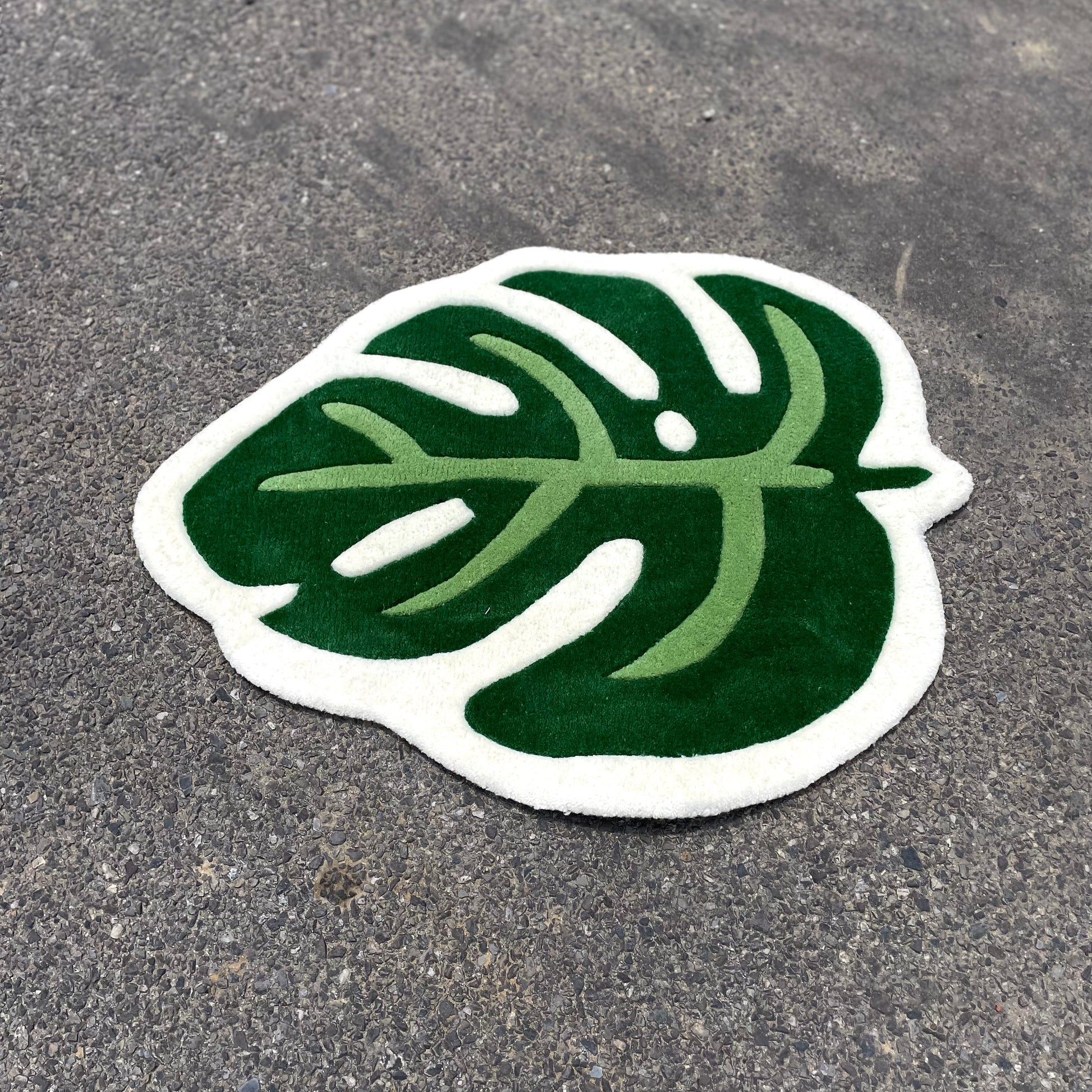 Monstera Leaf Hand-Tufted Rug (Green/Pink) – Carpet Diem