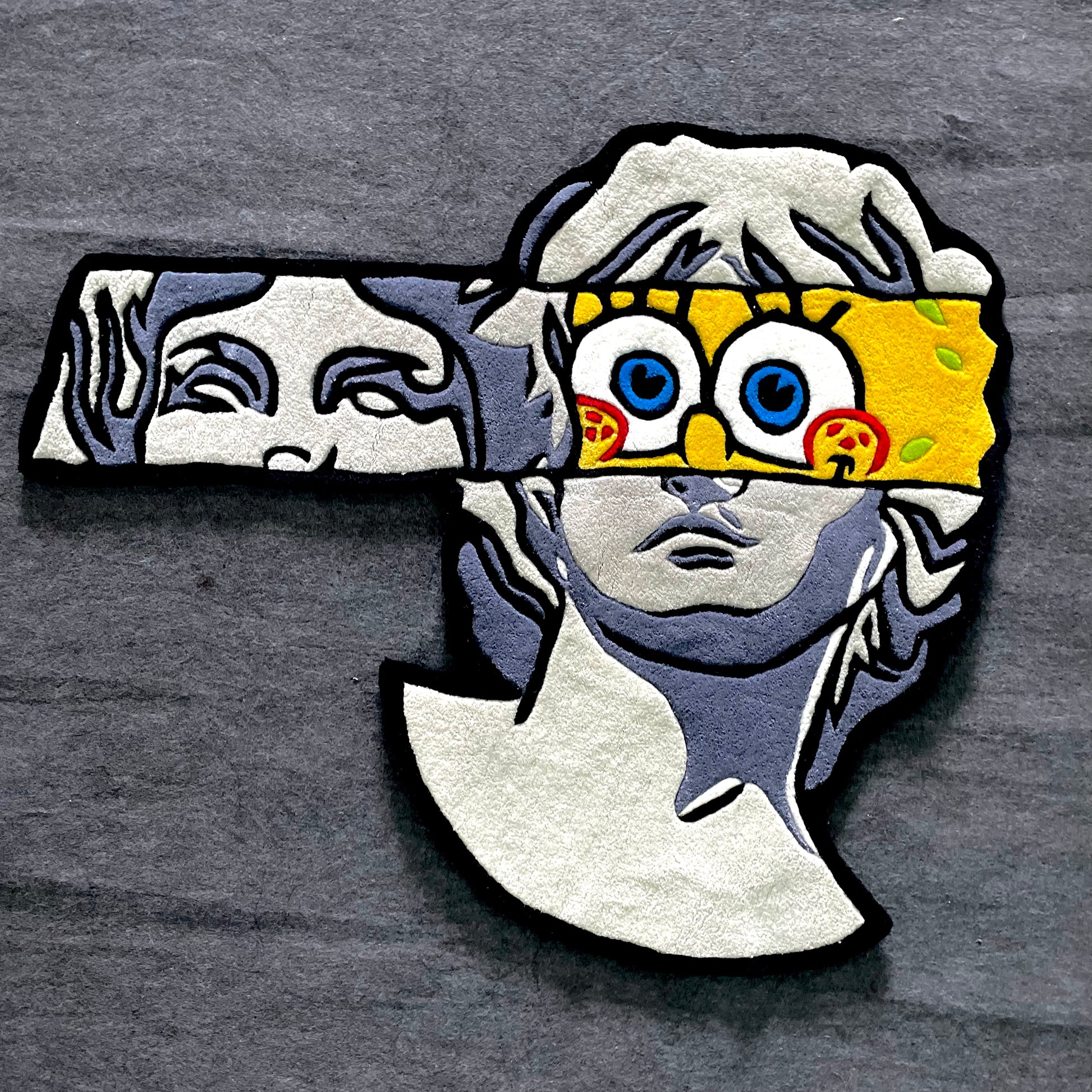 Spongebob Peeking from Greek Statue Hand-Tufted Rug