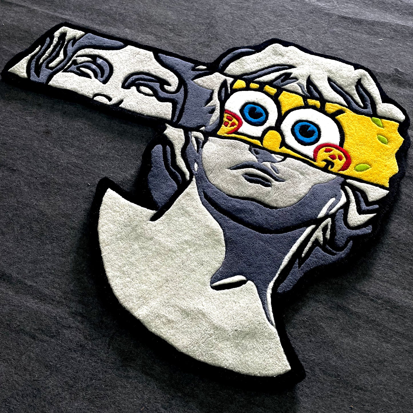 Spongebob Peeking from Greek Statue Hand-Tufted Rug