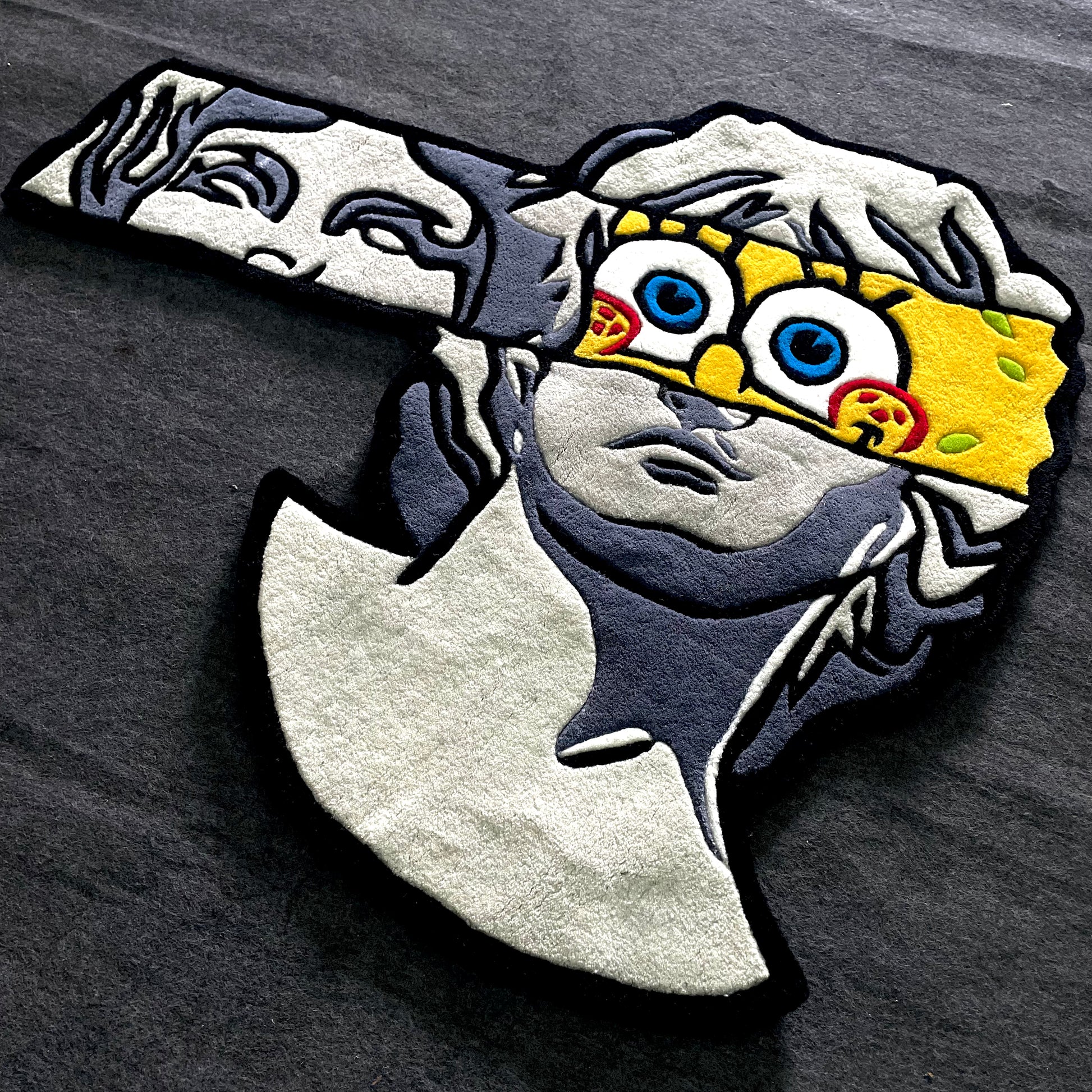 Spongebob Peeking from Greek Statue Hand-Tufted Rug