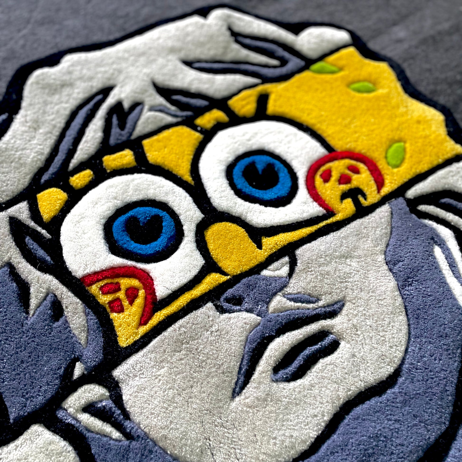 Spongebob Peeking from Greek Statue Hand-Tufted Rug closeup
