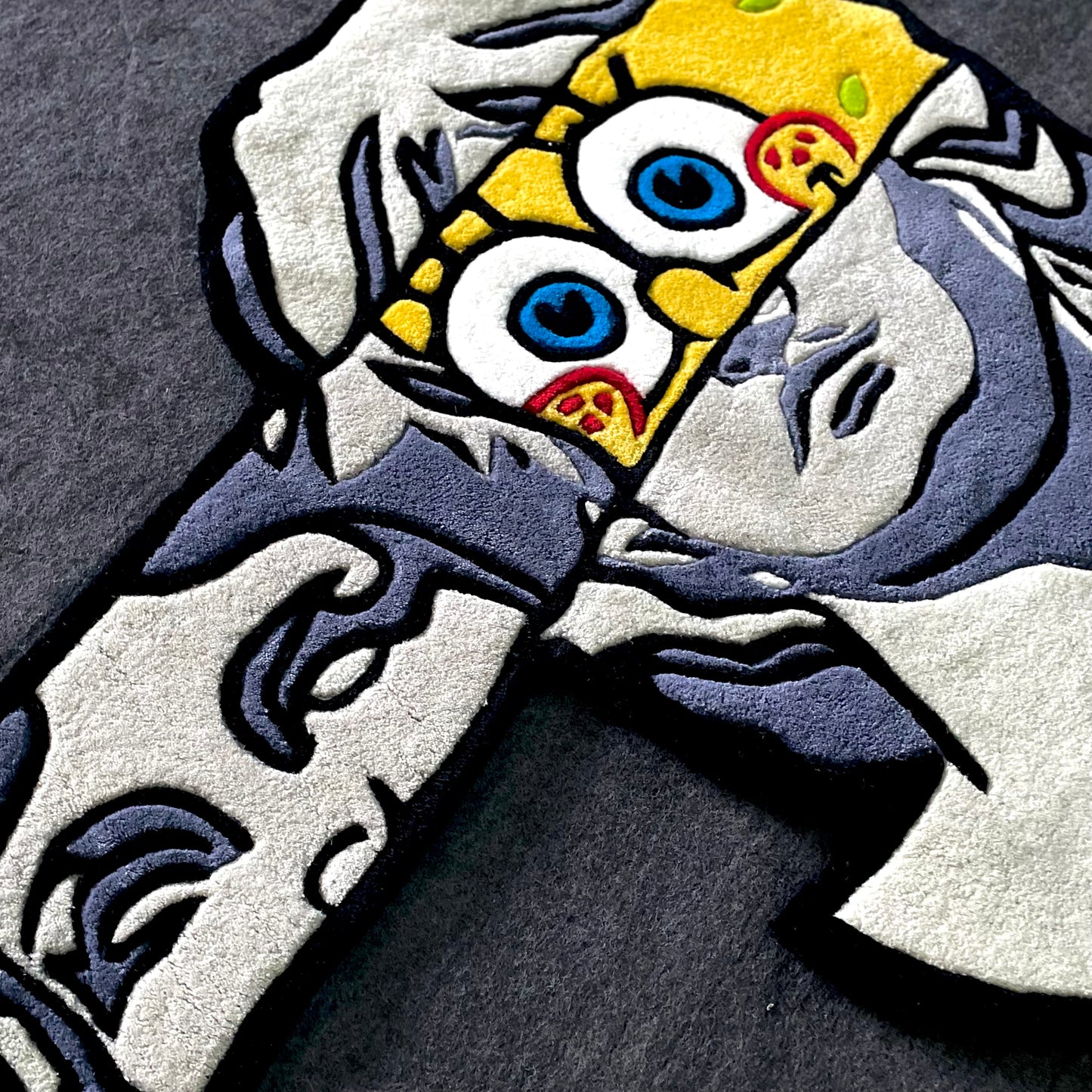 Spongebob Peeking from Greek Statue Hand-Tufted Rug