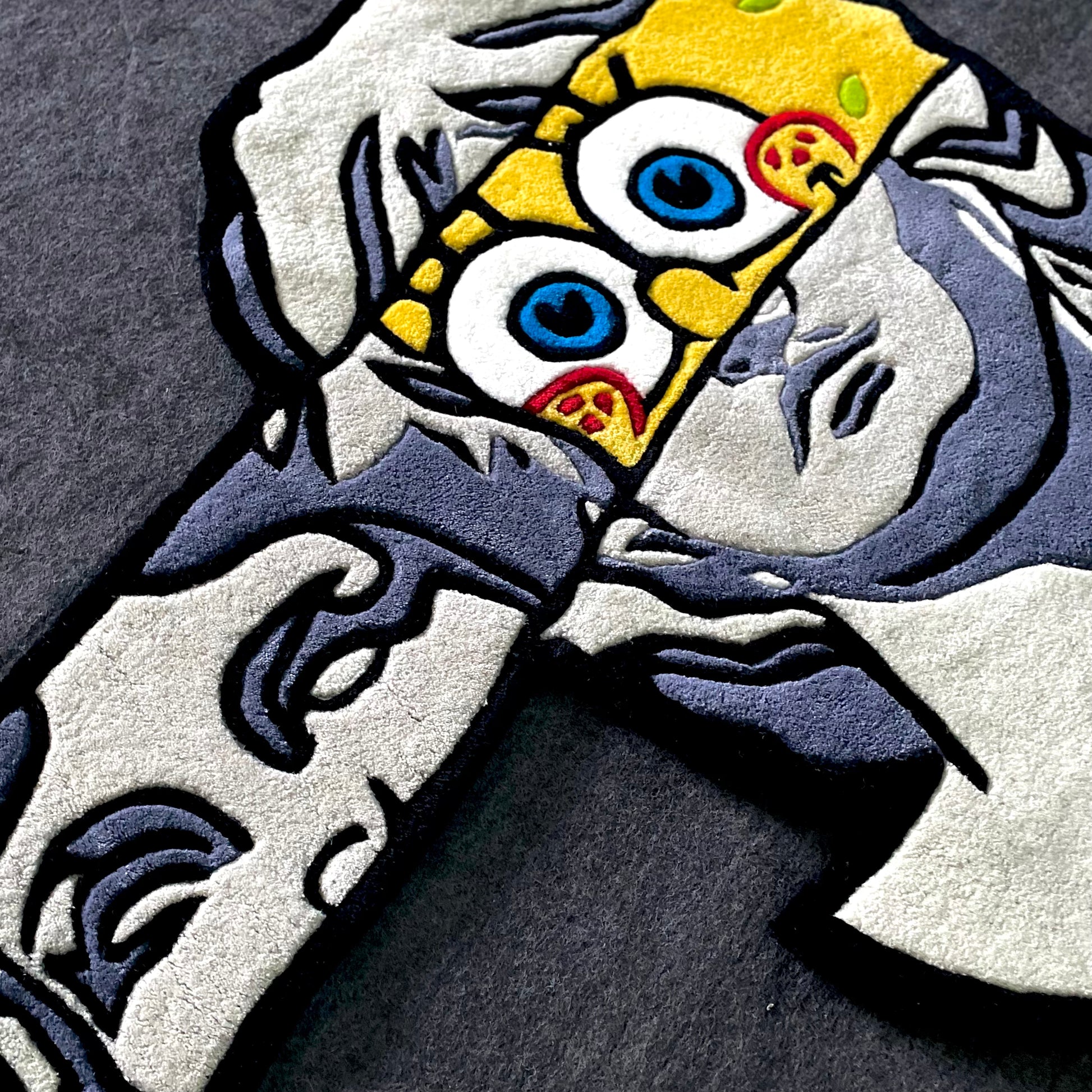 Spongebob Peeking from Greek Statue Hand-Tufted Rug