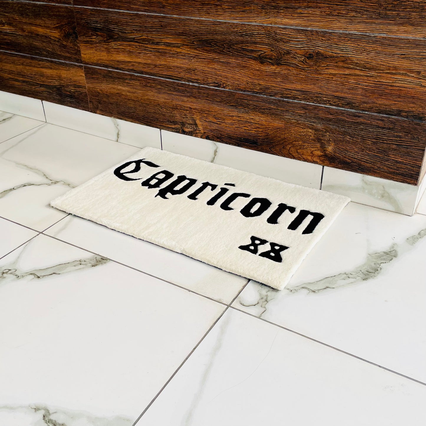 White Capricorn Zodiac Hand-Tufted Rug