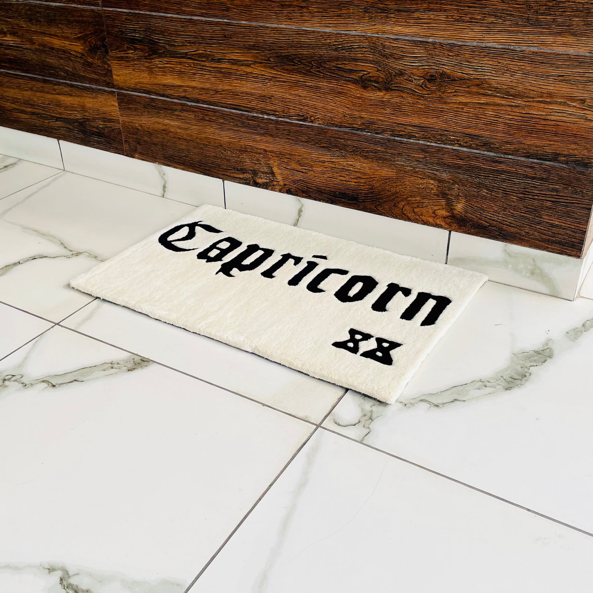 White Capricorn Zodiac Hand-Tufted Rug