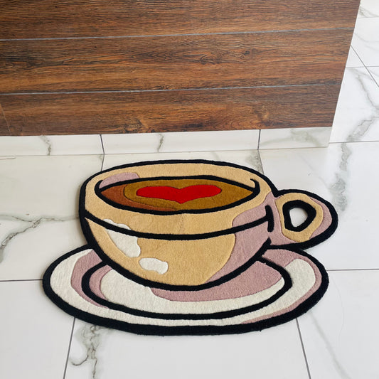 Heart on Coffee Hand-Tufted Rug