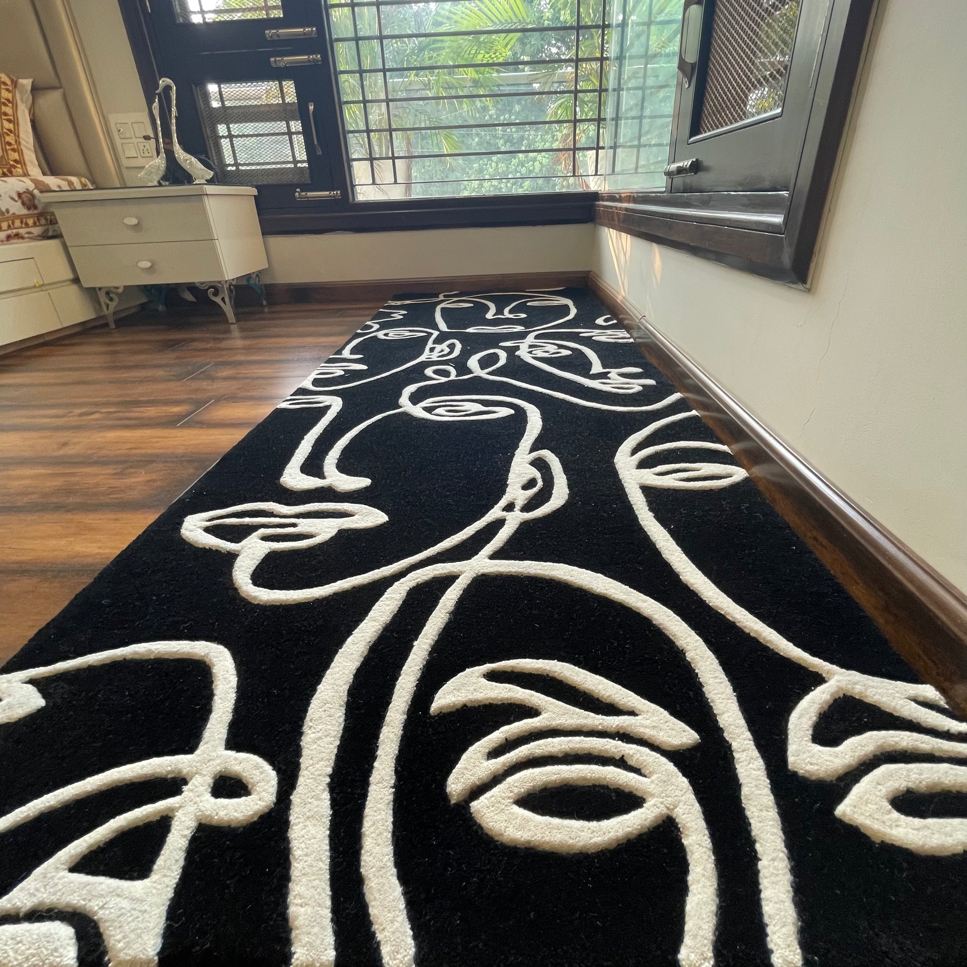 Abstract Faces Hand-Tufted Rug