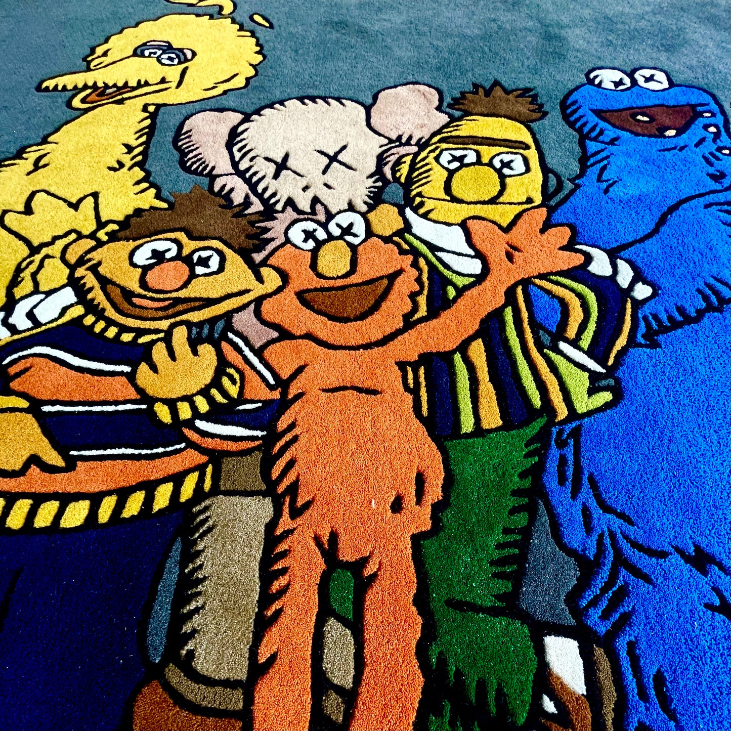 Kaws X Sesame Street Living Area Hand-Tufted Rug closeup