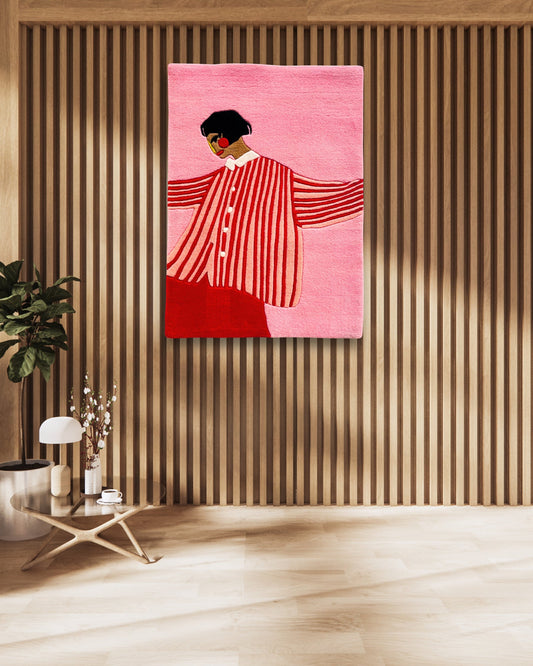 The Girl In Red Stripes Hand-Tufted Rug