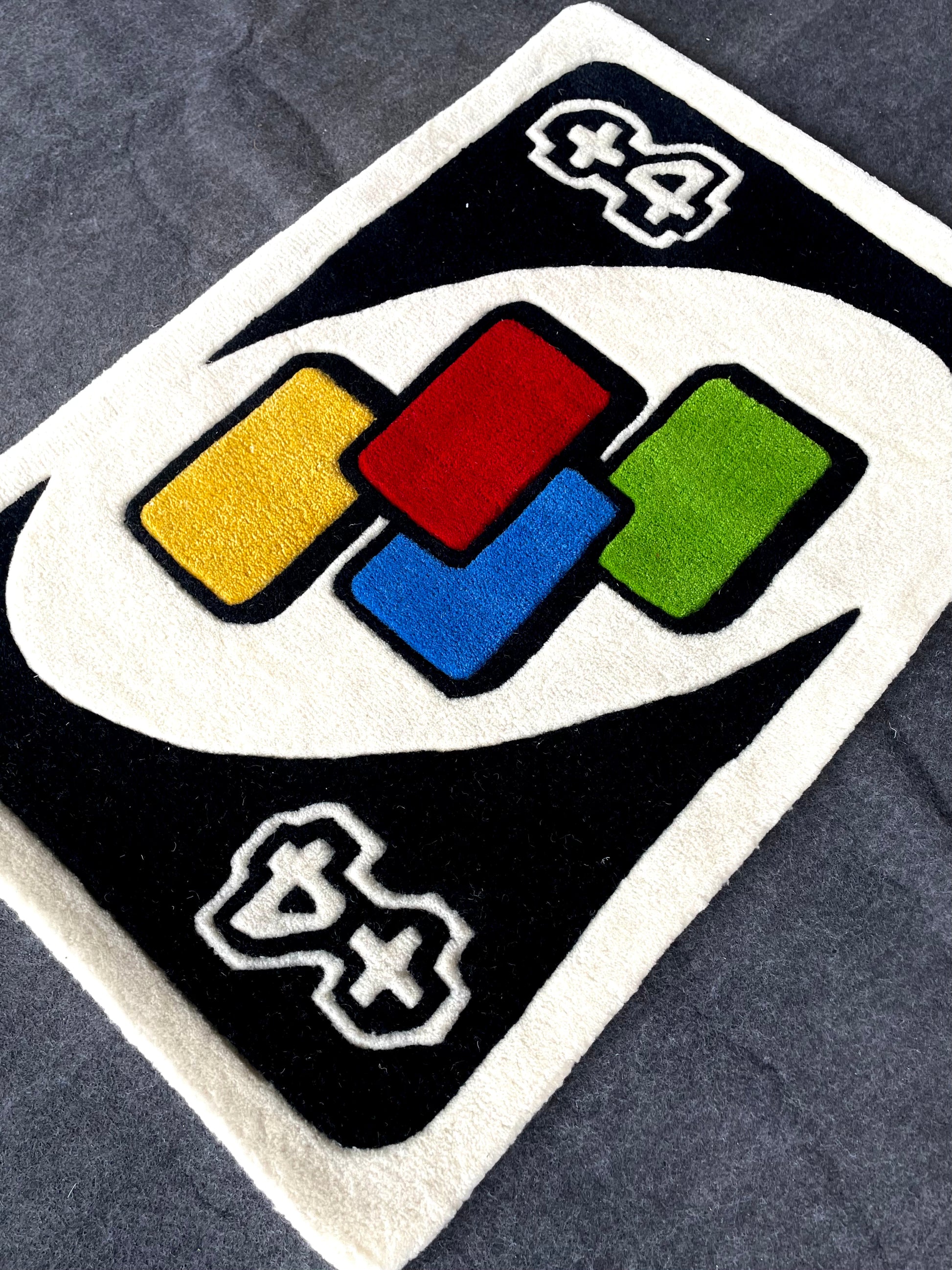 uno draw 4 card hand tufted rug for premium and personalised vibe in your space