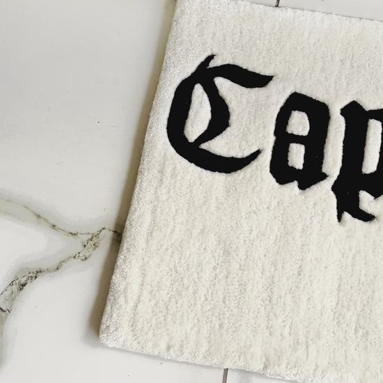 White Capricorn Zodiac Hand-Tufted Rug close up